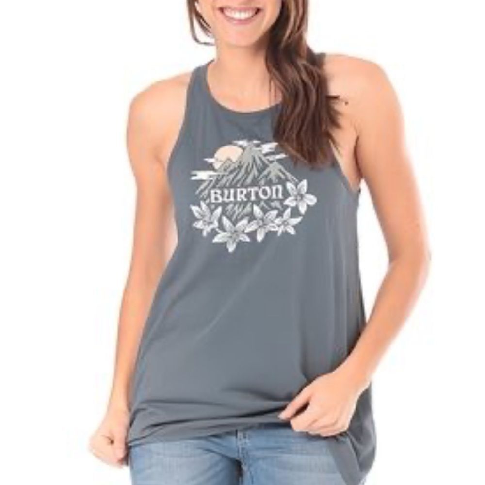 Burton Carta Gray Women's Graphic Tank Top Small Organic Cotton
